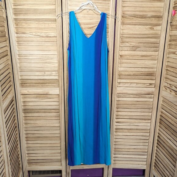 Dera Lauren Blue and Teal Button-Up Blouse and Dress Set Size 1X - Picture 10 of 15